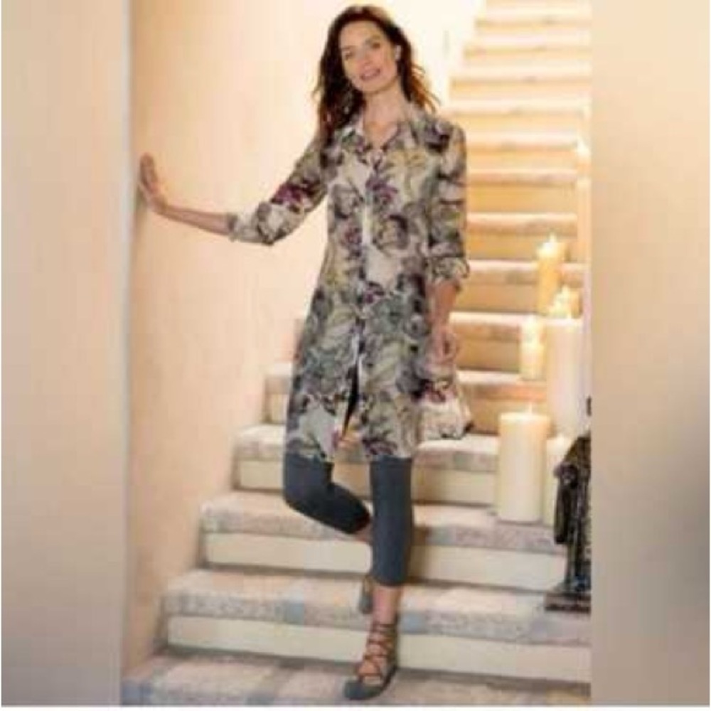 Soft Surroundings Sasha Multicolor Floral Tunic Size Large